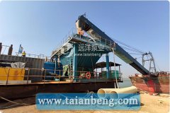 泰安远洋泵业皮带船通过漏斗吸砂泵卸沙吹填方案--香港案例